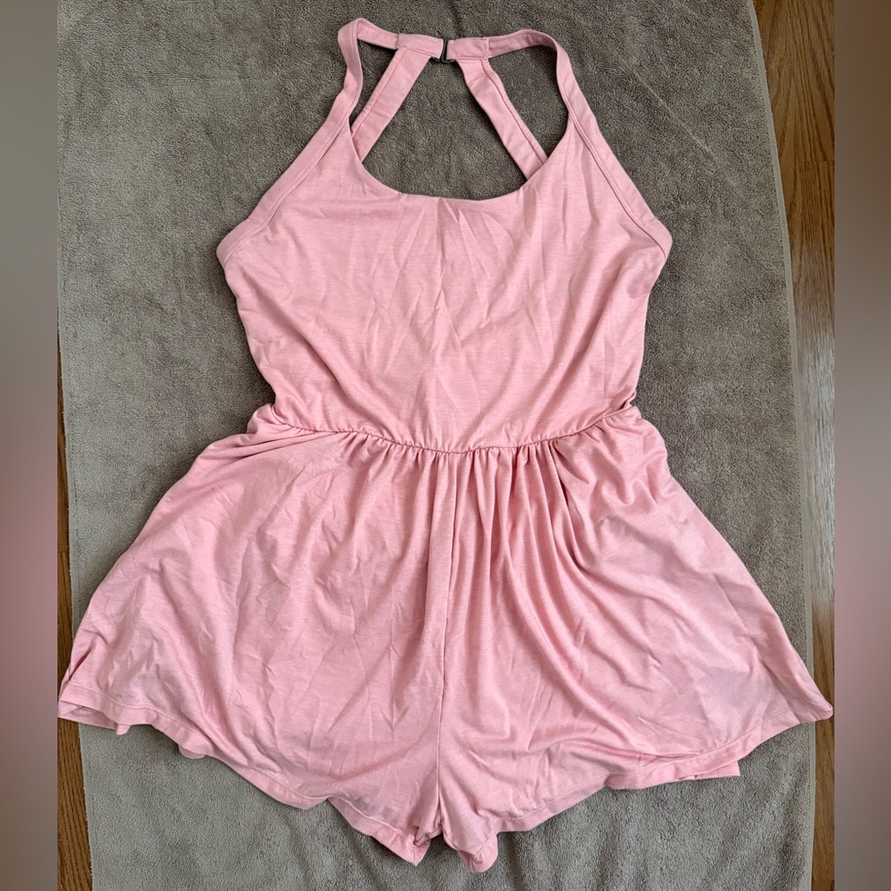 Halara Pocket 2-in-1 Halter Romper Easy Peezy Edition Creole Pink Floral Yarn XL - Picture 5 of 10
